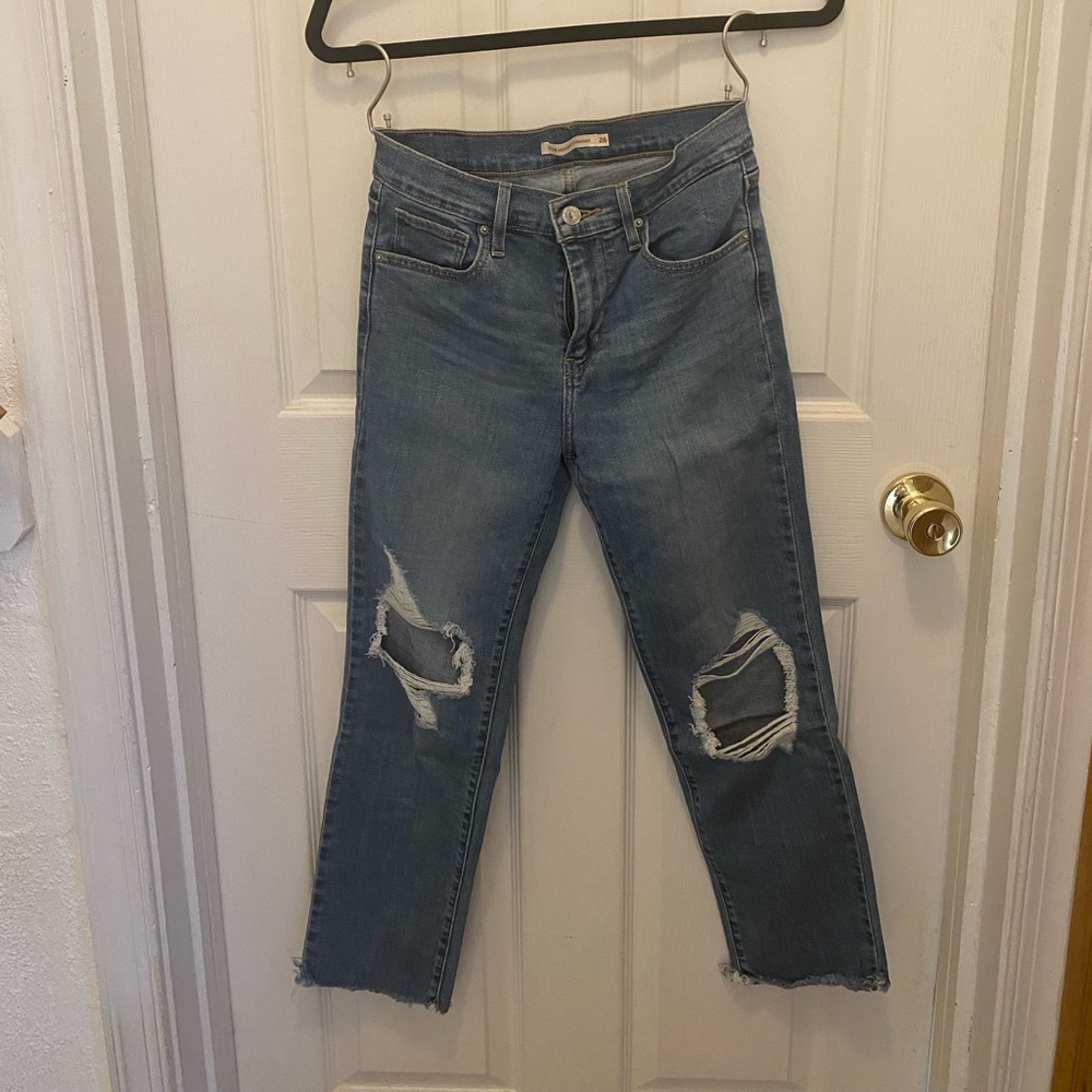 Levi's Blue Distressed Skinny Jeans
